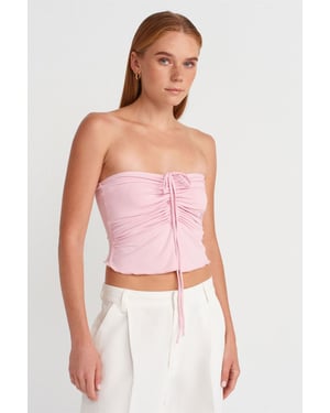 Dames Strapless Crop Blouse met Strikdetail