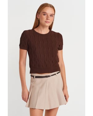 Geribbelde Crop Blouse met Textuur