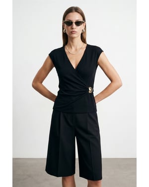 Dames Slim Fit Wikkelblouse