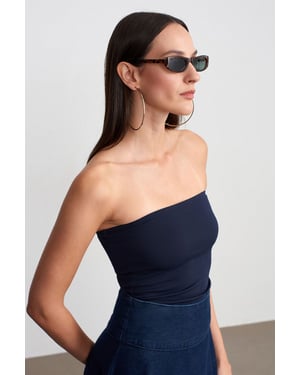 Strapless Slim-fit Jersey Blouse