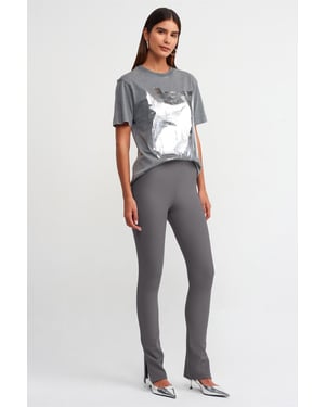 Hoge taille flare leggings met uitsnijding