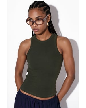 Geribbelde Katoenmengsel Tanktop