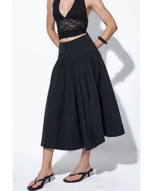 High-Waist A-Line Midi Skirt