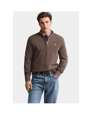 Gant Half zip katoenen textured sweater met 8030292/294