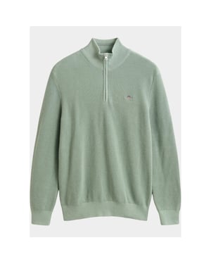 Gant Half zip katoenen textured sweater met 8030292/308