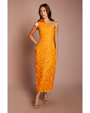 Lisa Tan One Shoulder Bow Detail Midi Dress