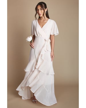 Angel Sleeve Tiered Bridesmaid Maxi Dress
