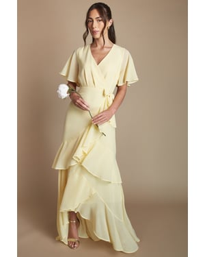Angel Sleeve Tiered Bridesmaid Maxi Dress