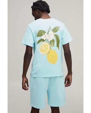 Regular Fit Lemon Printed T-Shirt & Regular Fit Short Set