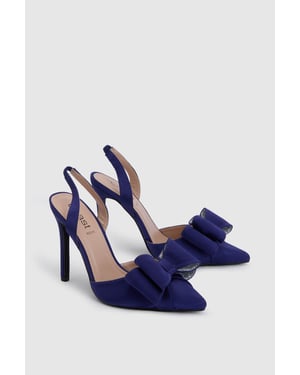 Wide Fit Tamara Satin Bow Sling Back Stiletto Court Shoes