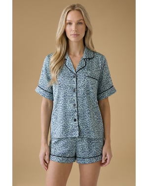 Short Sleeve Satin Printed Nightwear set