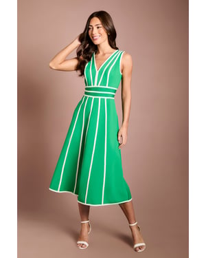 Bandage Piped Green Midi Dress