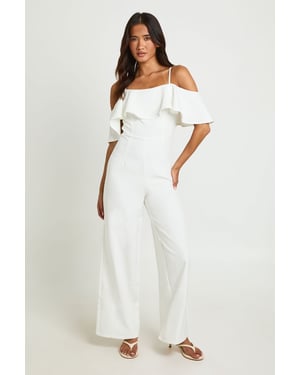 Tailored Strappy Foldover Ruffle Jumpsuit