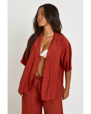 Linen Look Short Sleeve Beach Shirt