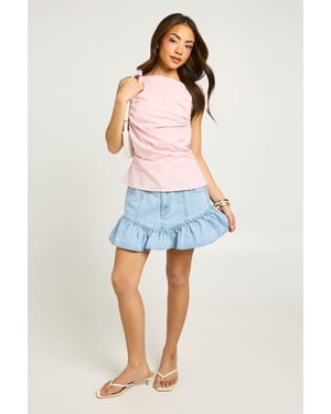 Frill Hem Denim Skirt