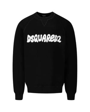 Dsquared2 Cool Fit Sketch Logo Zwarte Trui Met Ronde Hals