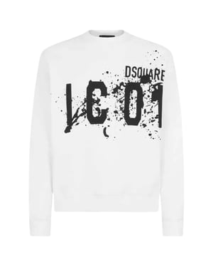 Dsquared2 Icon Splash Cool Fit Crew Neck Witte Sweatshirt