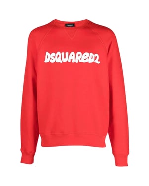 Dsquared2 Cool Fit Sketch Logo Rode Trui Met Ronde Hals