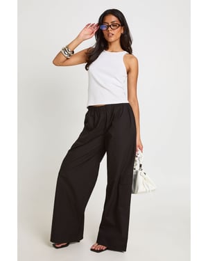 Poplin Wide Leg Cargo Trousers