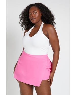 Plus Linen Look Wrap Front Skort