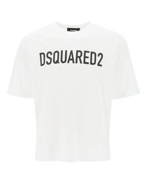 Dsquared2 Loose Fit Merklogo Wit T-shirt