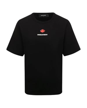 Dsquared2 Pixel Leaf Logo Print Crew Neck Zwart T-shirt