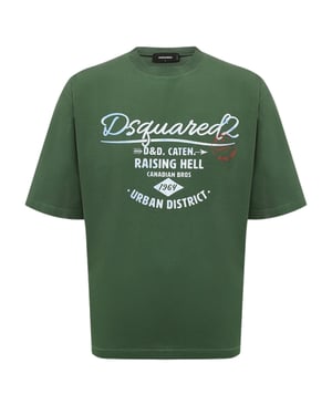 Dsquared2 Branded Raising Hell Logo Groen T-shirt