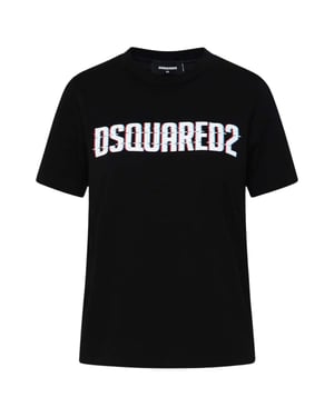 Dsquared2 T-shirt Met Logo-opdruk En Ronde Hals, Zwart