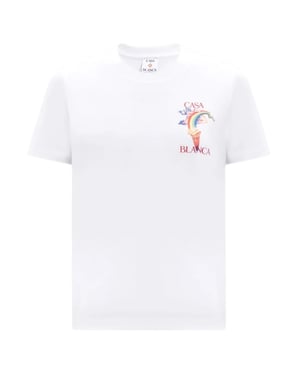 Casablanca Mönstrad Vit T-shirt Med Naturmotiv Och Lärare