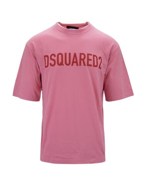 Dsquared2 Loose Fit Brand Logo Roze T-shirt