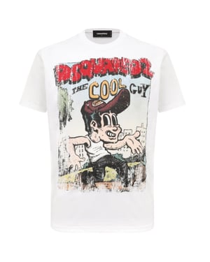 Dsquared2 Cigarette Fit The Cool Guy Print White T-shirt