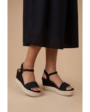 Amelie Textile Platform Open Toe Wedge Sandals
