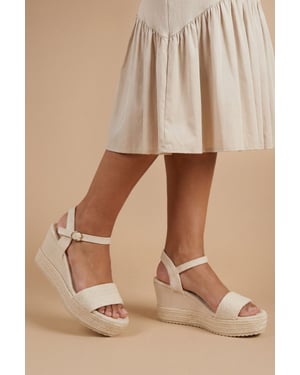 Amelie Textile Platform Open Toe Wedge Sandals