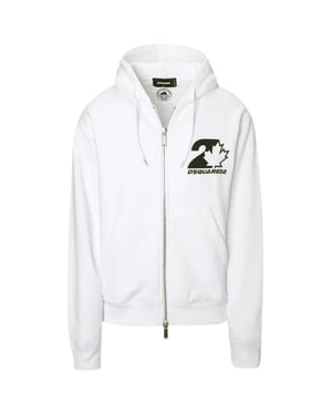 Dsquared2 Cool Fit Maple Leaf-logotyp Vit Hoodie