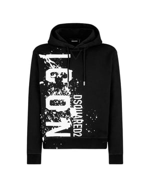 Dsquared2 Cool Fit Icon Splash Logo Svart Hoodie