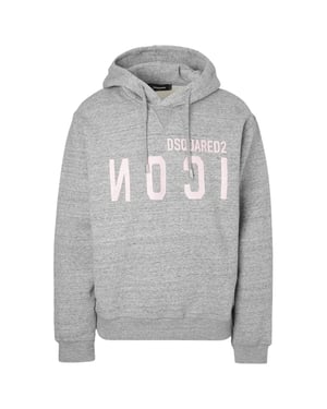 Dsquared2 Roze Icon Gebarsten Logo Grijze Hoodie