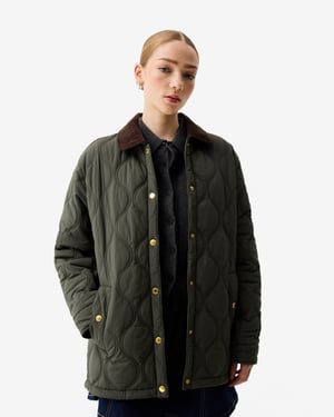 Hunter Witton Womens Quilted Jacket Logo Detail Jacket in Olive