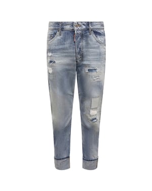 Dsquared2 Worn Patchwork Relaxed Fit Blauwe Jeans
