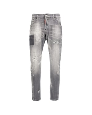 Dsquared2 Sexy Twist Jeans Worn Faded Style Grey Jeans