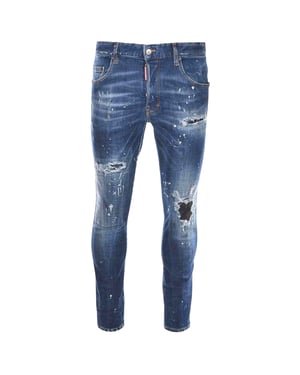 Dsquared2 Skater Jeans Destroyed Reinforced Paint Splash Effect Blauwe Jeans