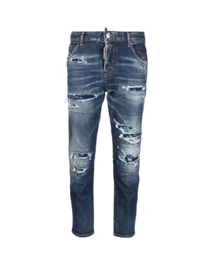 Dsquared2 Skater Jean Destroyed Reinforced Denim Blauwe Jeans