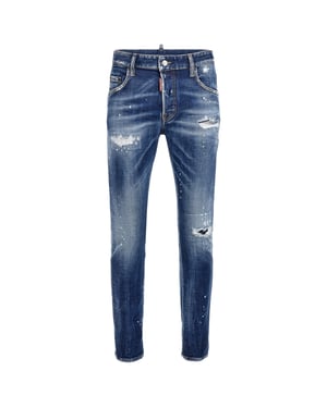 Dsquared2 Super Twinky Jean Förstärkta Slitna Denimtvättade Blå Jeans