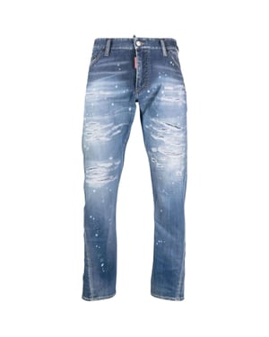 Dsquared2 Sexiga Twist Jeans Destroyed Reinforced Paint Splash Blå Jeans