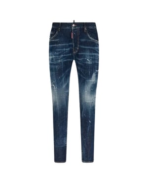 Dsquared2 Skater Jeans Blå Jeans Med Förstärkta Märken Och Destroyed Reinforced Patch