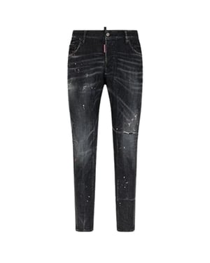 Dsquared2 Cool Guy Jean Destroyed Paint Splash Wash Svarta Jeans