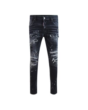 Dsquared2 Skater Jeans Verstevigd Gescheurd Met Verfspatten Zwarte Wassing
