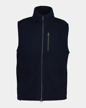 Regular Fit Sleeveless Logo Detail Fleece Gilet in Navy
