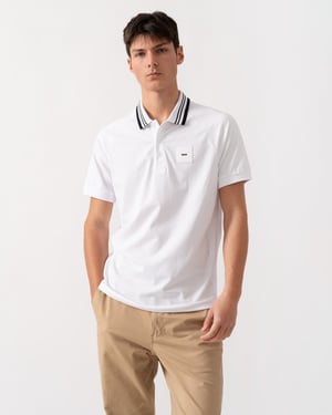 Paddy Rib Polo Shirt in White