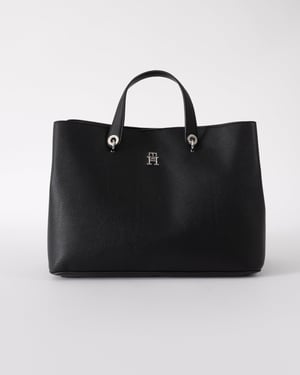 Logo Detail Satchel Bag in Black