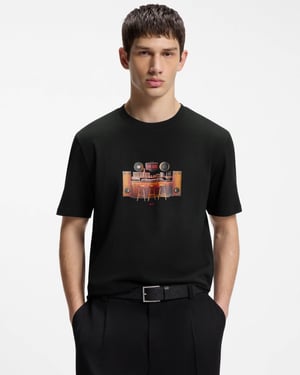 Regular Fit Short Sleeve T-Shirt in Black
